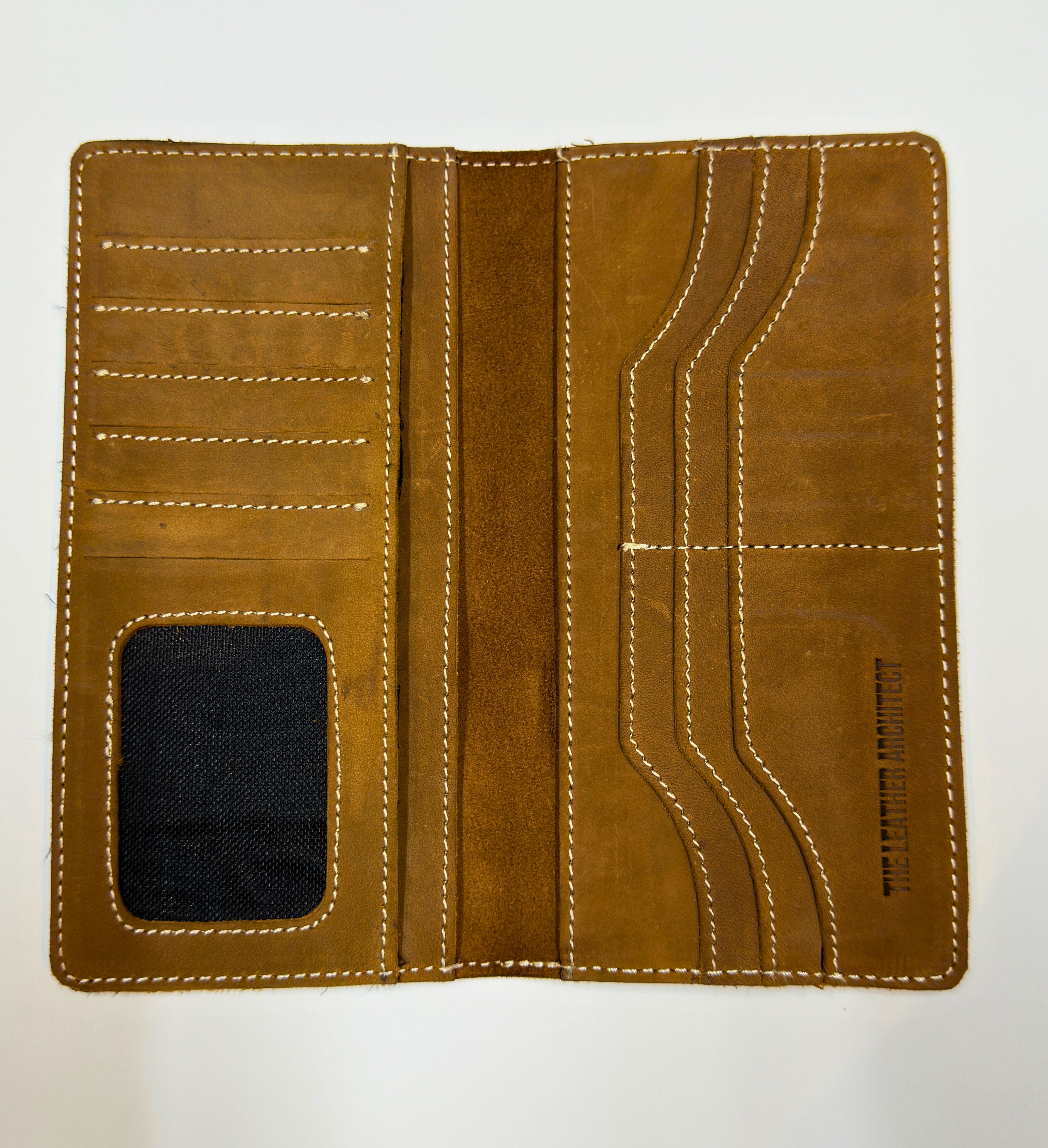 Brown Raw Pure Leather Long Wallet